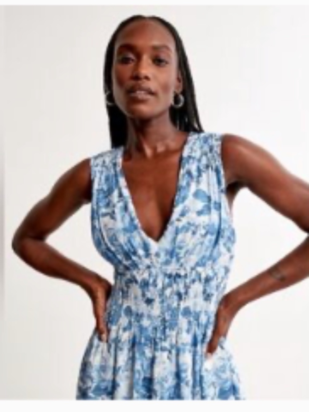 Abercrombie & Fitch Blue and White Floral Maxi Dress Sz ST